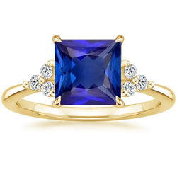 Anello Anniversario Oro Giallo Zaffiro Blu & Diamanti 5.25 Carati