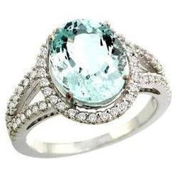 Anello Anniversario Ovale Acquamarina E Diamanti 16.35 Ct Oro Bianco - harrychadent.it