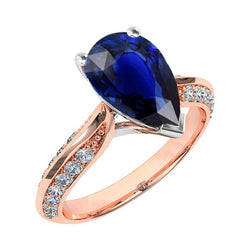 Anello Anniversario Pera Srilankan Zaffiro Con Accenti 5.50 Carati