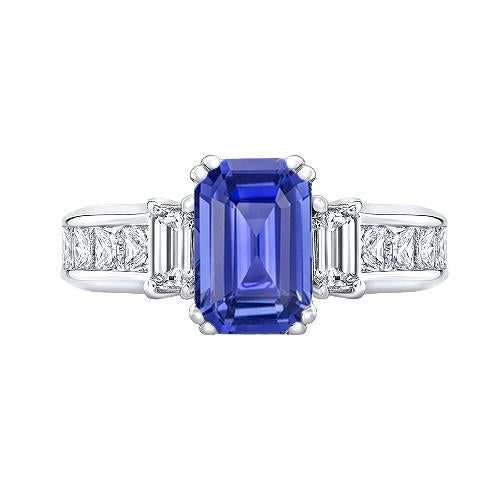 Anello Anniversario Principessa & Smeraldo Diamante Blu Zaffiro 3 Carati - harrychadent.it