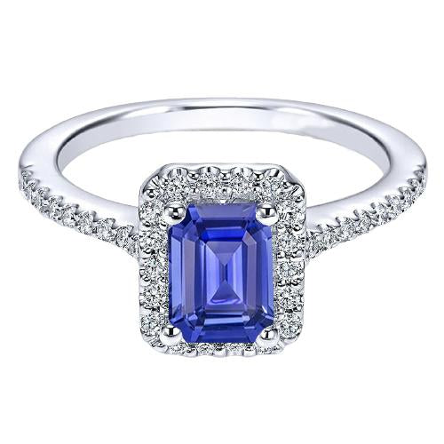 Anello Anniversario Smeraldo Halo Zaffiro Blu & Diamanti 3.50 Carati - harrychadent.it