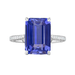 Anello Anniversario Smeraldo Zaffiro e Diamante 4 Carati Con Gambo Conico