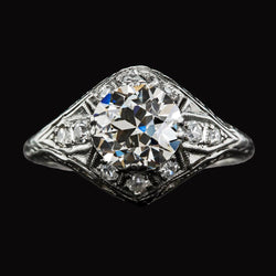 Anello Anniversario Stile Vintage Tondo Diamante Taglio Vecchio 3,50 Carati