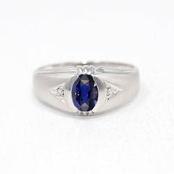 Anello Anniversario Zingara Ovale Zaffiro Ceylon Stile Vintage 1,25 Carati