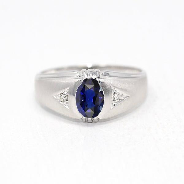 Anello Anniversario Zingara Ovale Zaffiro Ceylon Stile Vintage 1,25 Carati