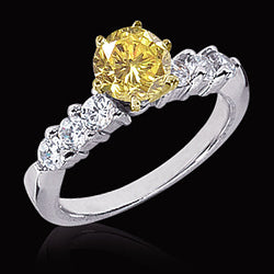 Anello Anniversario da Donna con Diamante Naturale Giallo Canarino Rotondo (Non Coltivato in Laboratorio) Gioielli