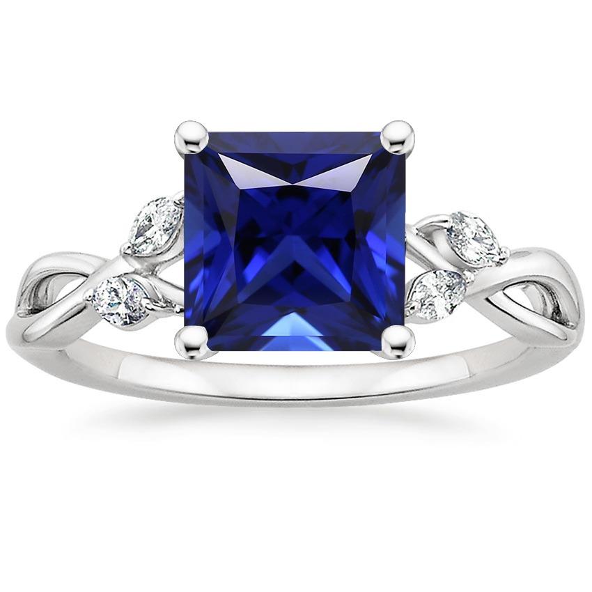 Anello Anniversario con Diamante Marquise e Zaffiro Blu Princess 5.25 Carati - harrychadent.it