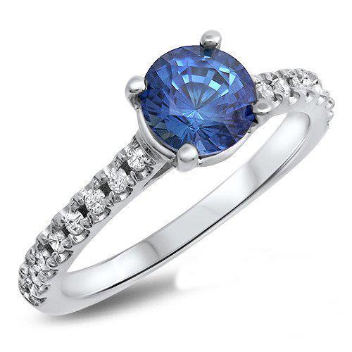 Anello Anniversario con Grande Zaffiro Ceylon Rotondo Con Diamanti 3.30 Carati - harrychadent.it