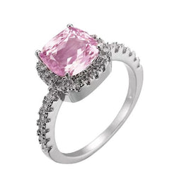 Anello Anniversario con Kunzite Rosa e Diamanti 12.90 Carati Oro Bianco