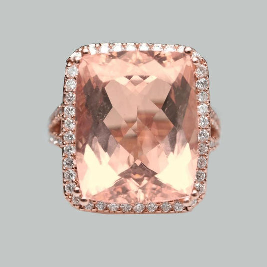 Anello Anniversario con Morganite e Diamanti 17 Ct Oro Rosa 14K - harrychadent.it