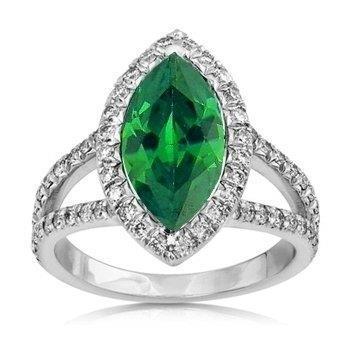 Anello Anniversario con Smeraldo Verde Taglio Marquise & Diamante Rotondo 6.50 Carati - harrychadent.it