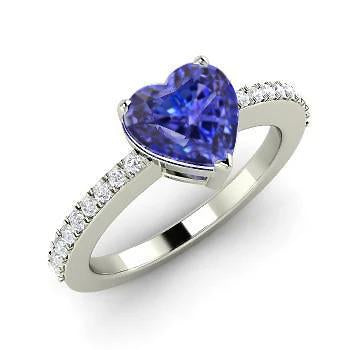 Anello Anniversario con Tanzanite Blu Taglio Cuore 2 Carati E Diamanti - harrychadent.it