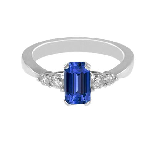 Anello Anniversario Zaffiro Blu Diamante Rotondo Con Gambo Conico 1.75 Carati - harrychadent.it
