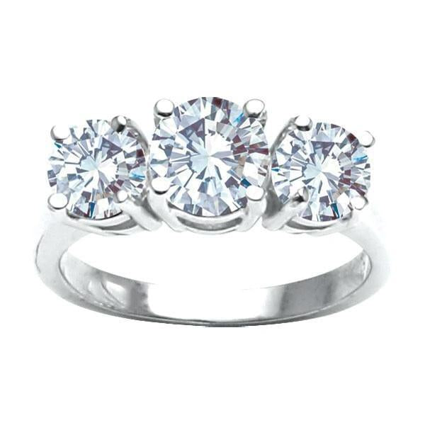 Anello Anniversario con diamante tondo a tre pietre da 2 carati con oro bianco 14K - harrychadent.it