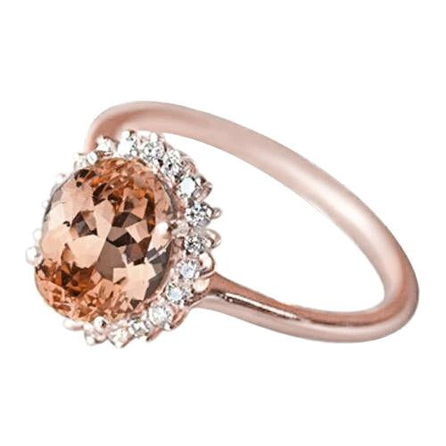 Anello Anniversario in Morganite con Diamanti da 9.50 Ct Oro Rosa 14K - harrychadent.it