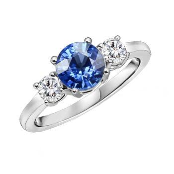 Anello Anniversario in Oro Diamante Rotondo & Zaffiro Blu Ceylon 1.75 Carati - harrychadent.it