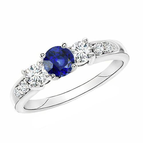 Anello Anniversario in Oro e Diamanti con Zaffiro Ceylon Rotondo e Diamante 2 Carati - harrychadent.it