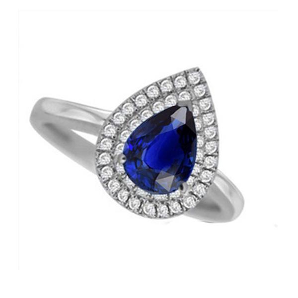 Anello Doppio Anello Anniversario Pera Zaffiro Sri Lanka 3.75 Carati - harrychadent.it