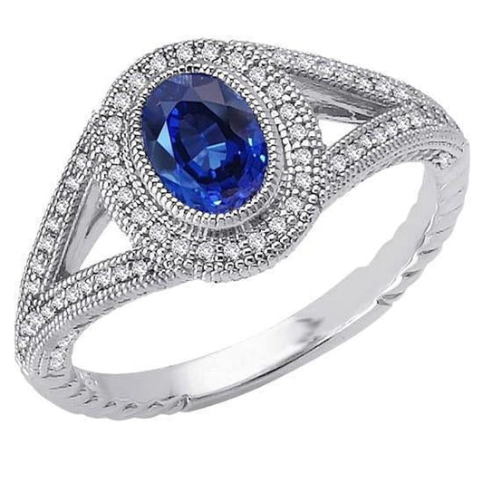 Anello anniversario in oro bianco con diamanti e zaffiro dello Sri Lanka 3.51 ct. - harrychadent.it