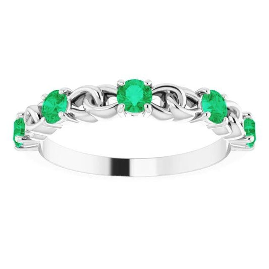 Anello Cinque Pietre Smeraldo Verde Rotondo Oro Bianco 2.50 Carati 14K - harrychadent.it