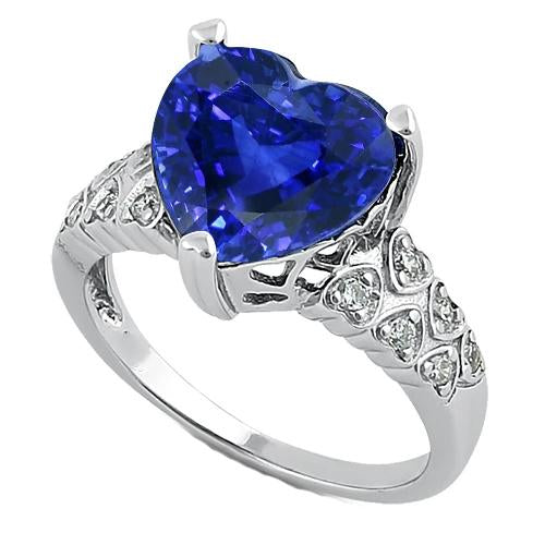 Anello Cuore Zaffiro Blu Ceylon Con Diamanti 7 Carati Oro 14K - harrychadent.it