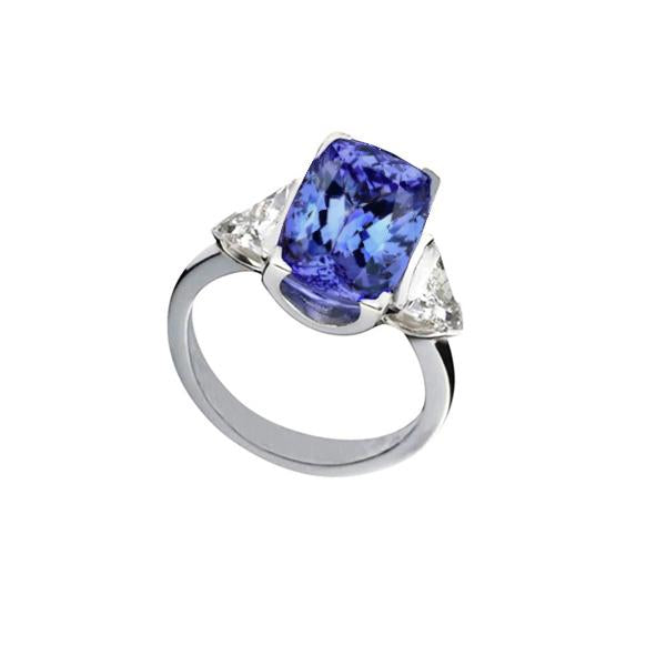 Anello Cuscino Tanzanite E Diamanti 3 Pietre Oro Bianco 5 Carati - harrychadent.it