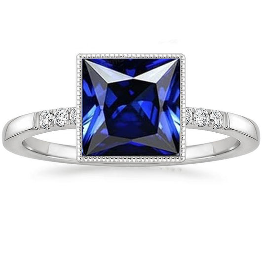 Anello Di Diamanti Con Accenti Stile Vintage Zaffiro Blu 5.25 Carati - harrychadent.it