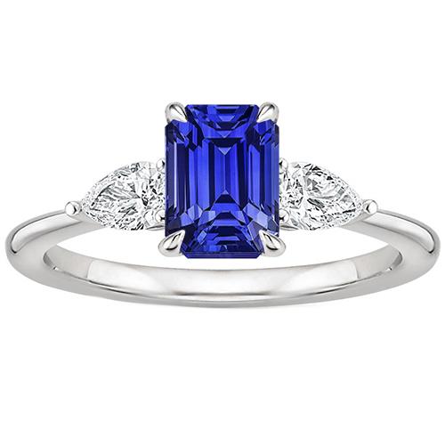 Anello Di Fidanzamento 3 Pietre Smeraldo Zaffiro Ceylon & Diamante 3.50 Carati - harrychadent.it