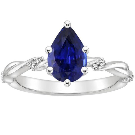 Anello Di Fidanzamento Con Diamante Twist Stile Pera Blu Zaffiro 3 Carati - harrychadent.it