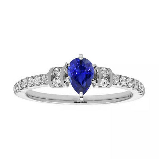 Anello Di Fidanzamento Diamante Pera Zaffiro Blu 2.50 Carati Oro - harrychadent.it