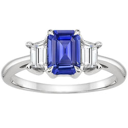 Anello Diamante 3 Pietre Smeraldo Zaffiro Ceylon & Diamante 3.50 Carati
