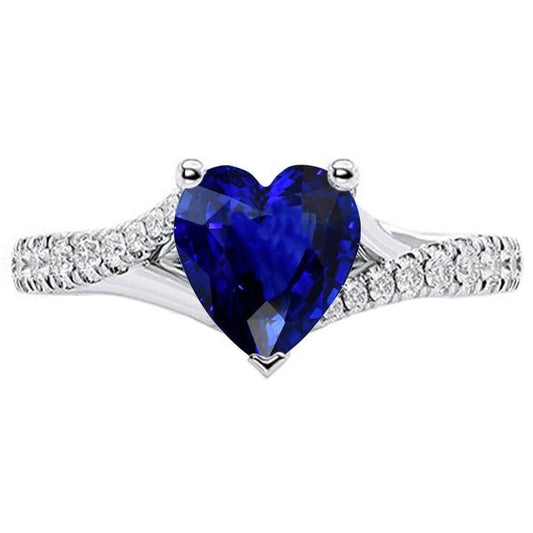 Anello Donna Zaffiro Blu Profondo Con Accenti Gambo Spaccato 3.50 Carati - harrychadent.it
