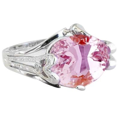 Anello Fantasia Kunzite E Diamanti 16,10 Carati Oro Bianco 14K - harrychadent.it