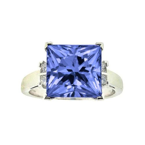 Anello Fantasia Principessa Tanzanite Diamanti 8.50 Carati Oro Bianco 14K - harrychadent.it