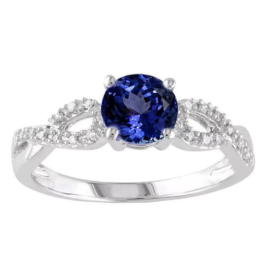 Anello Fantasia con Tanzanite Taglio Rotondo 3.50 Carati Oro Bianco 14K - harrychadent.it