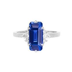Anello Gemma Smeraldo Zaffiro Ceylon Pera & Diamanti Rotondi 3 Carati