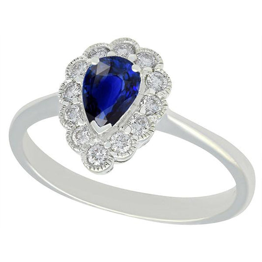 Anello Halo Anniversario Stile Antico Con Zaffiro Blu Pietra Preziosa 3.50 Carati - harrychadent.it