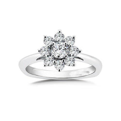 Anello Halo Anniversario con diamante stile fiore da 2,60 carati 14K Oro bianco