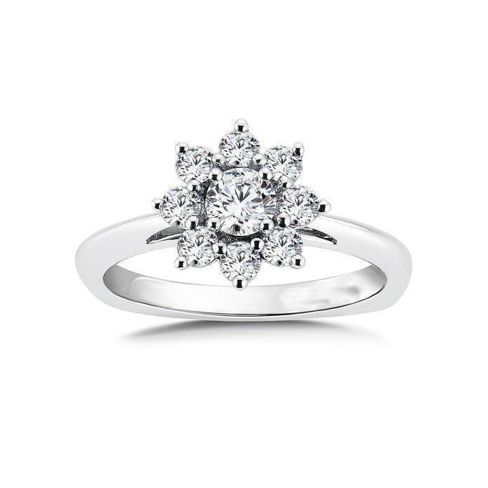 Anello Halo Anniversario con diamante stile fiore da 2,60 carati 14K Oro bianco - harrychadent.it