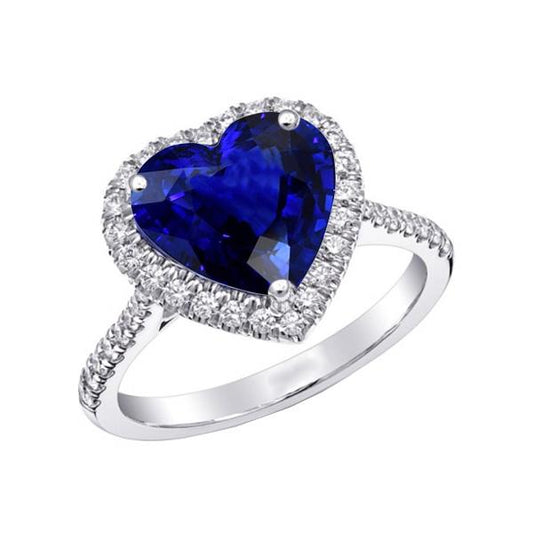 Anello Halo Anniversary Cuore Sri Lanka Zaffiro Con Diamanti 4 Carati - harrychadent.it