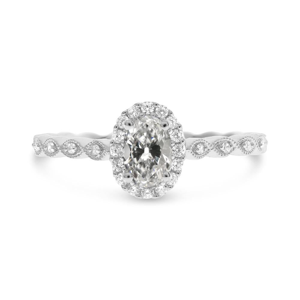 Anello Halo Anniversary da donna, ovale, con diamanti a taglio antico, 3,50 carati - harrychadent.it