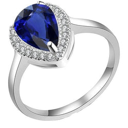 Anello Halo Deep Blue Zaffiro Oro Bianco & Diamanti 3.50 Carati