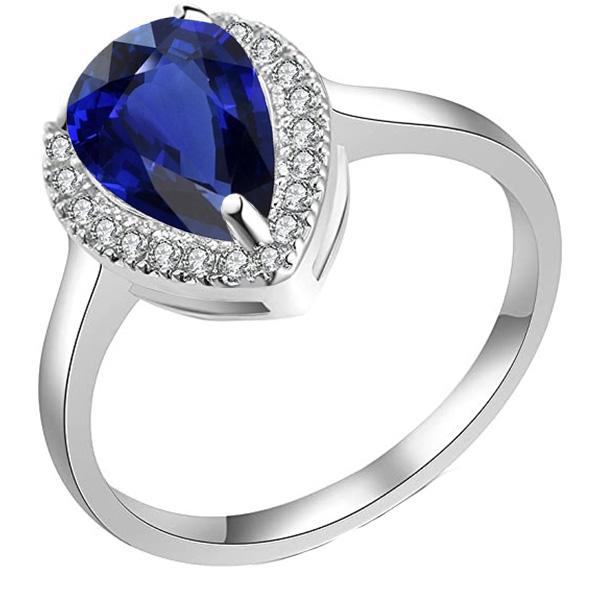 Anello Halo Deep Blue Zaffiro Oro Bianco & Diamanti 3.50 Carati - harrychadent.it