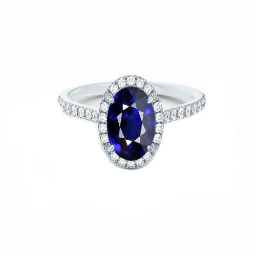 Anello Halo Diamante Con Accenti Zaffiro Sri Lanka Ovale 7.50 Carati - harrychadent.it