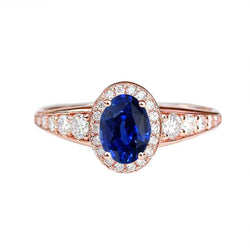 Anello Halo Diamond Zaffiro Anniversario Taglio Ovale Sri Lanka 3.50 Carati