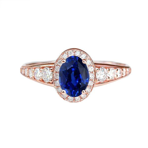Anello Halo Diamond Zaffiro Anniversario Taglio Ovale Sri Lanka 3.50 Carati - harrychadent.it