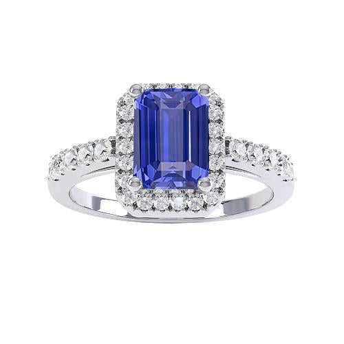 Anello donna Halo Emerald Blue Sapphire Ring 4 Carati Diamond Jewelry - harrychadent.it