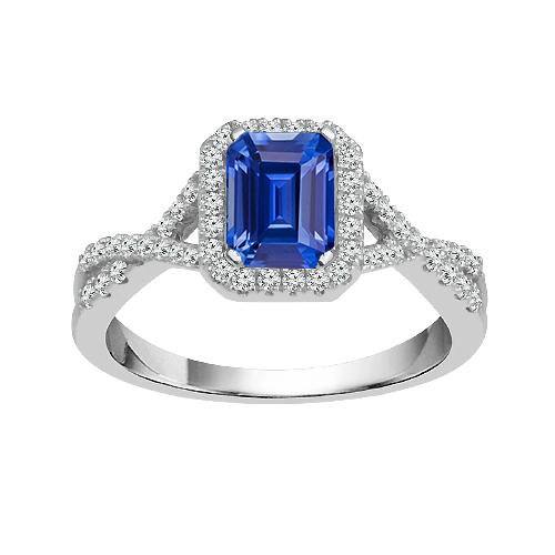 Anello Halo Smeraldo Blu Zaffiro Anello Con Gambo Ritorto Diamanti 3.50 Carati - harrychadent.it