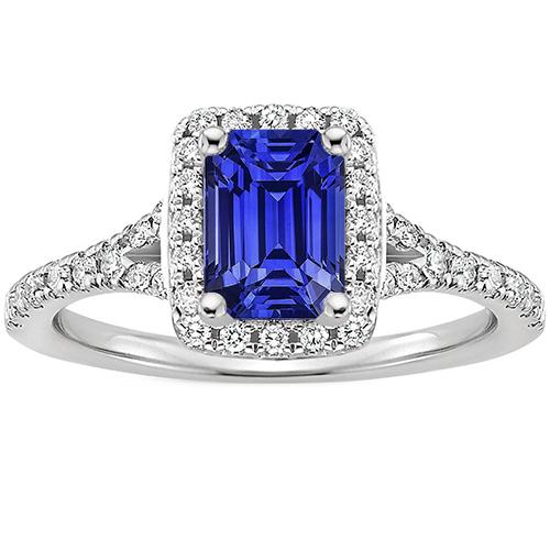 Anello Halo Smeraldo Zaffiro Sri Lanka e Diamante 4.50 Carati - harrychadent.it
