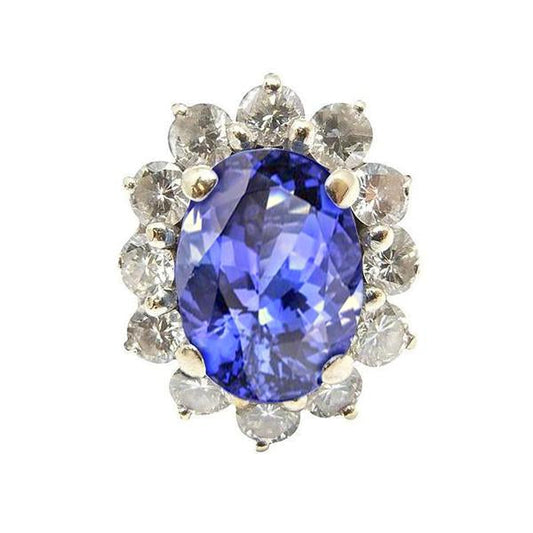 Anello Halo Sparkling Ovale Tanzanite E Diamanti 7.50 Carati Gioielli - harrychadent.it